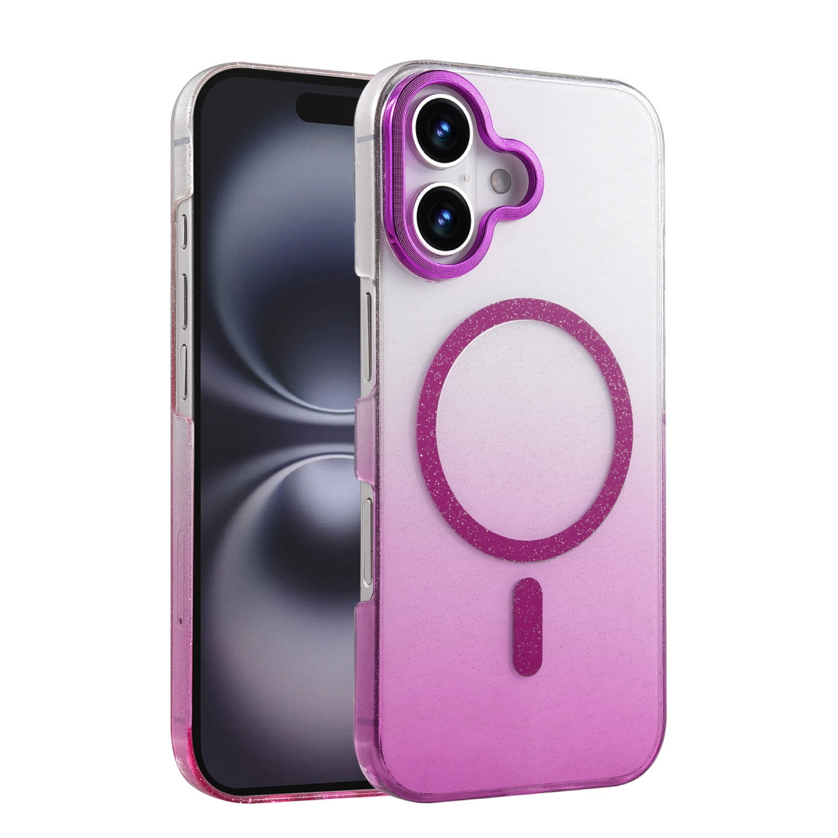 NEWFACE iPhone 16 Plus Uyumlu Glossy Magsafe Kapak Telefon Kılıfı Mor