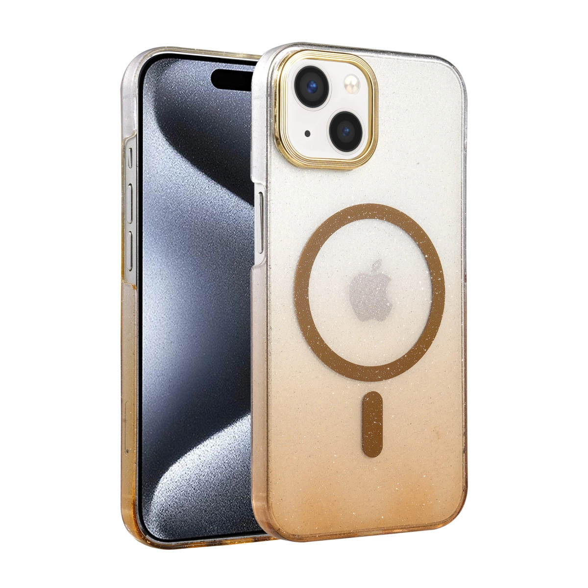 NEWFACE iPhone 15 Uyumlu Glossy Magsafe Kapak Telefon Kılıfı Çöl Titanyum