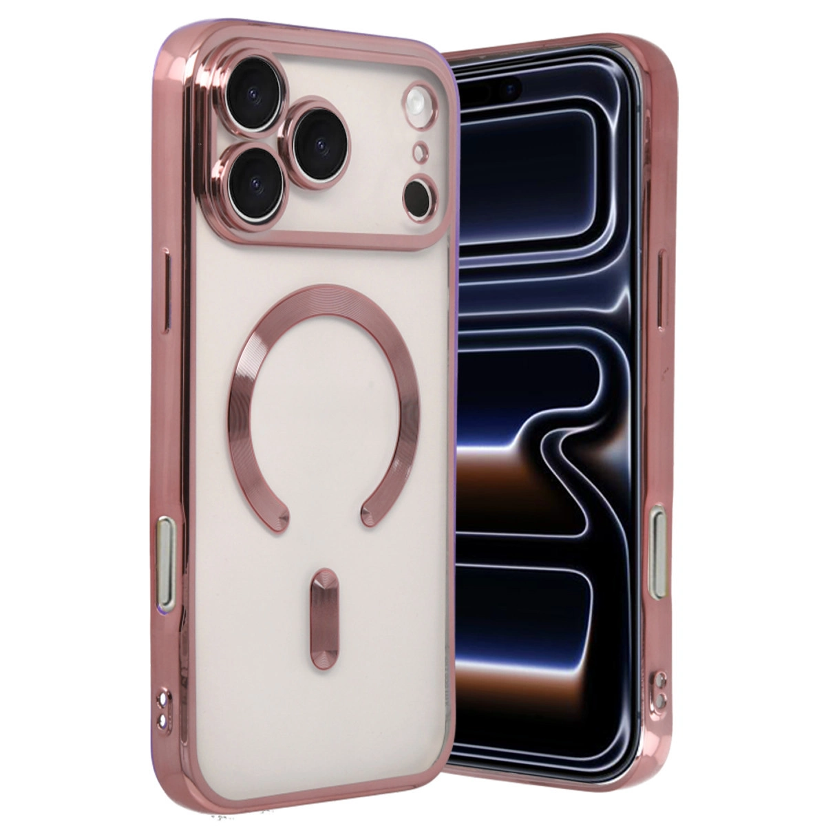 NEWFACE iPhone 17 Pro Uyumlu Kross Magneticsafe Kapak Telefon Kılıfı Pembe