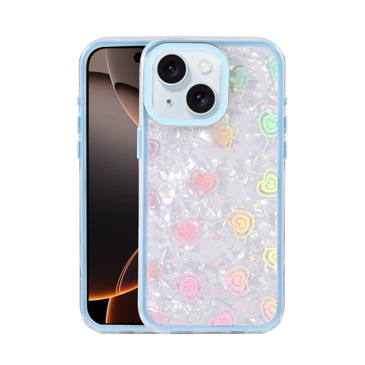 NEWFACE iPhone 15 Uyumlu Lumi Desenli Kapak Telefon Kılıfı Mavi