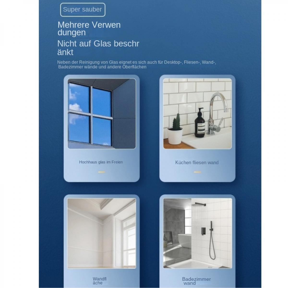 Vier Bilder zeigen Anwendungsbereiche: Fenster, Küchenwand, Wandfläche, Badezimmer.