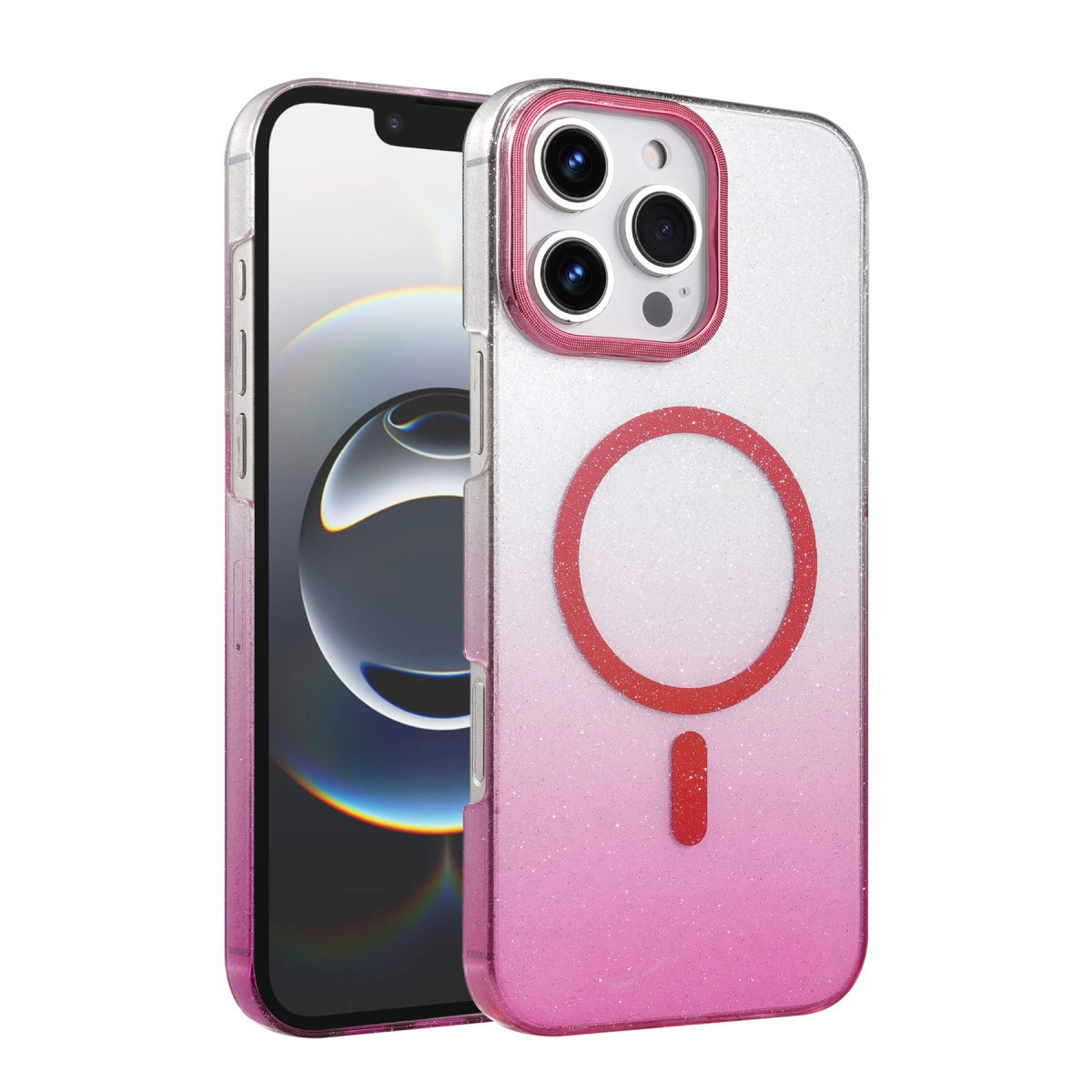 NEWFACE iPhone 16 Pro Max Uyumlu Glossy Magsafe Kapak Telefon Kılıfı Pembe