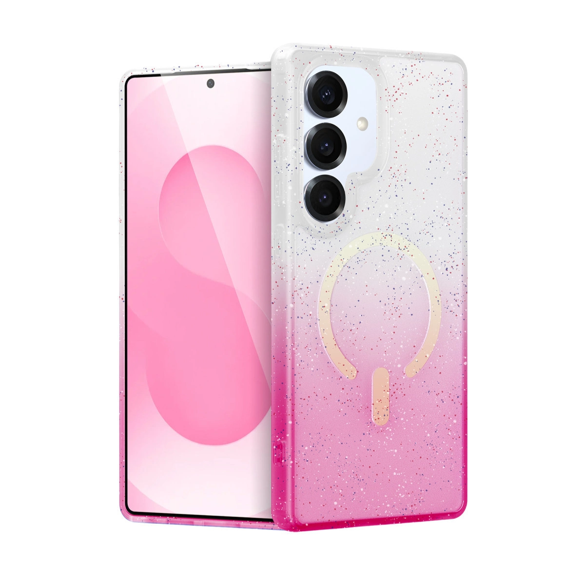NEWFACE Samsung Galaxy S25 Plus Uyumlu Pummel Shiny Magsafe Kapak Telefon Kılıfı Pembe