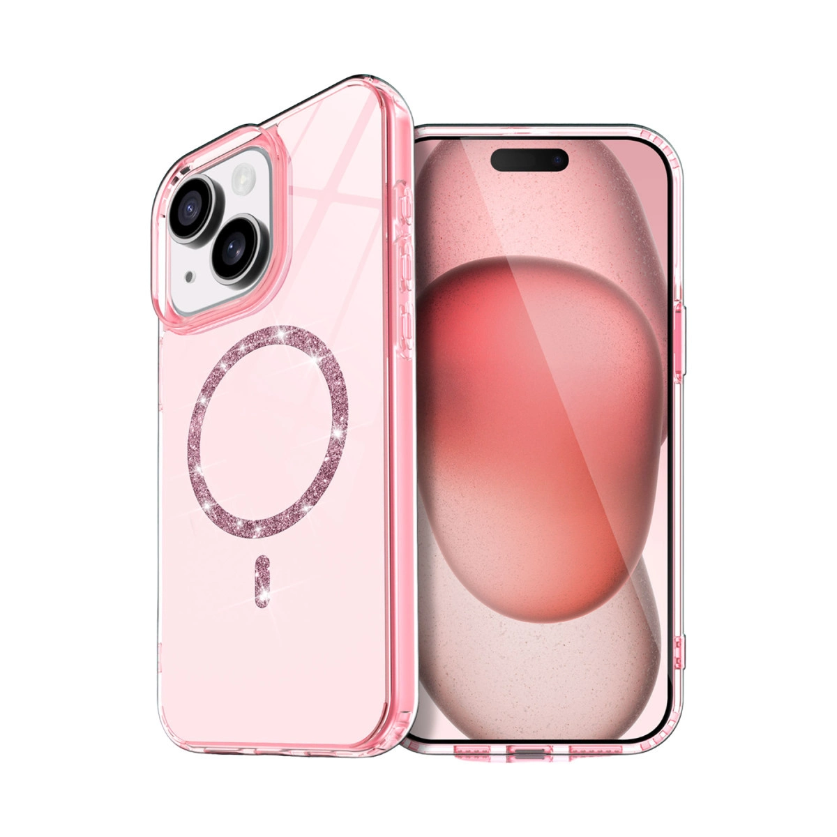 NEWFACE iPhone 14 Uyumlu Live Diamond Magsafe Kapak Telefon Kılıfı Pembe