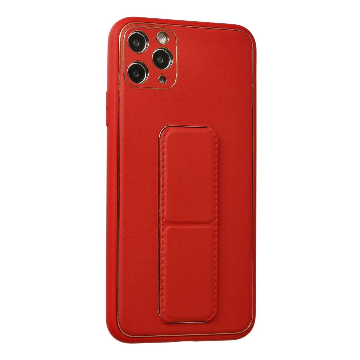 Entegre tutamaklı ve kamera modüllü kırmızı telefon kılıfı.