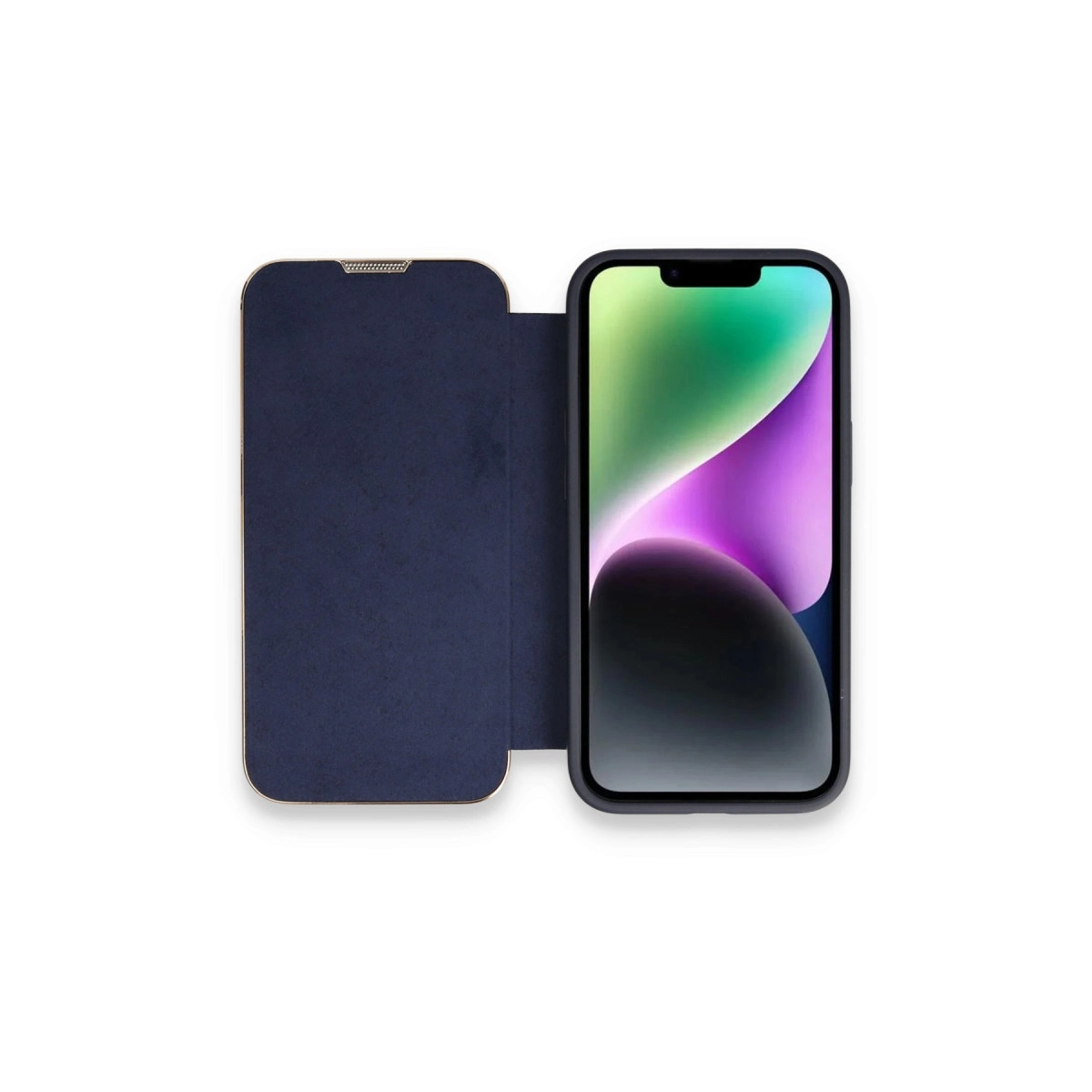 NEWFACE iPhone 13 Pro Uyumlu Dolpin Kapaklı Telefon Kılıfı Mavi