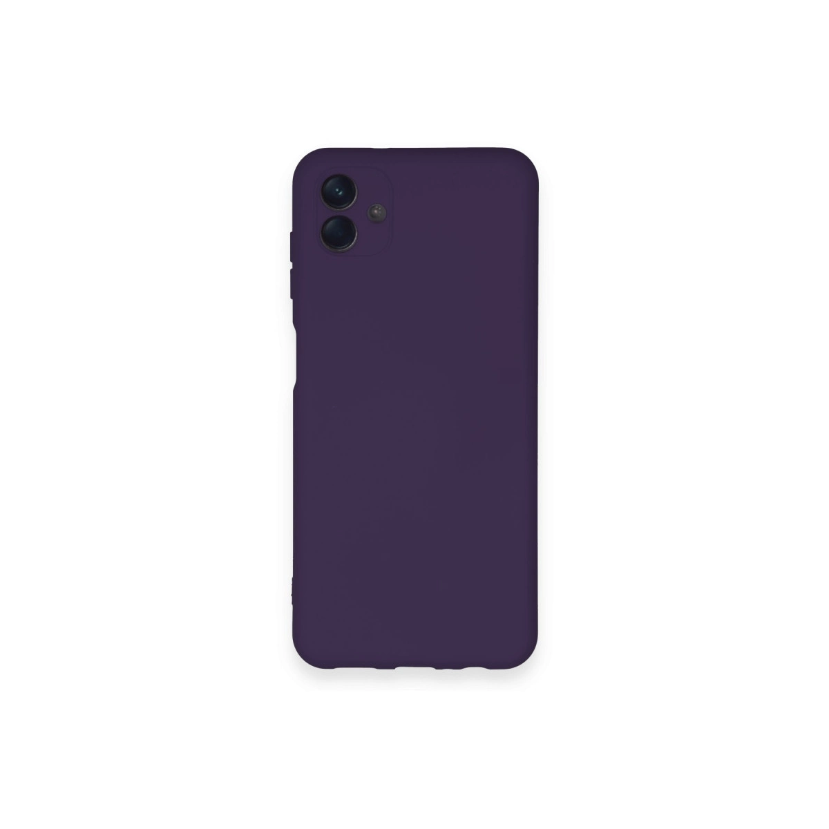 Arkada iki kamera lensi bulunan koyu mor akıllı telefon kılıfı.