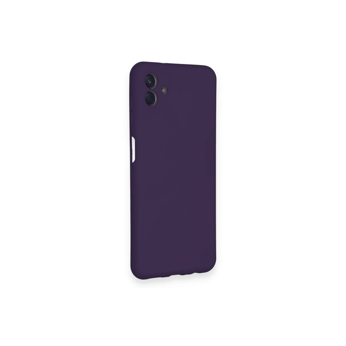 Arkada iki kamera lensi olan koyu mor telefon kılıfı.
