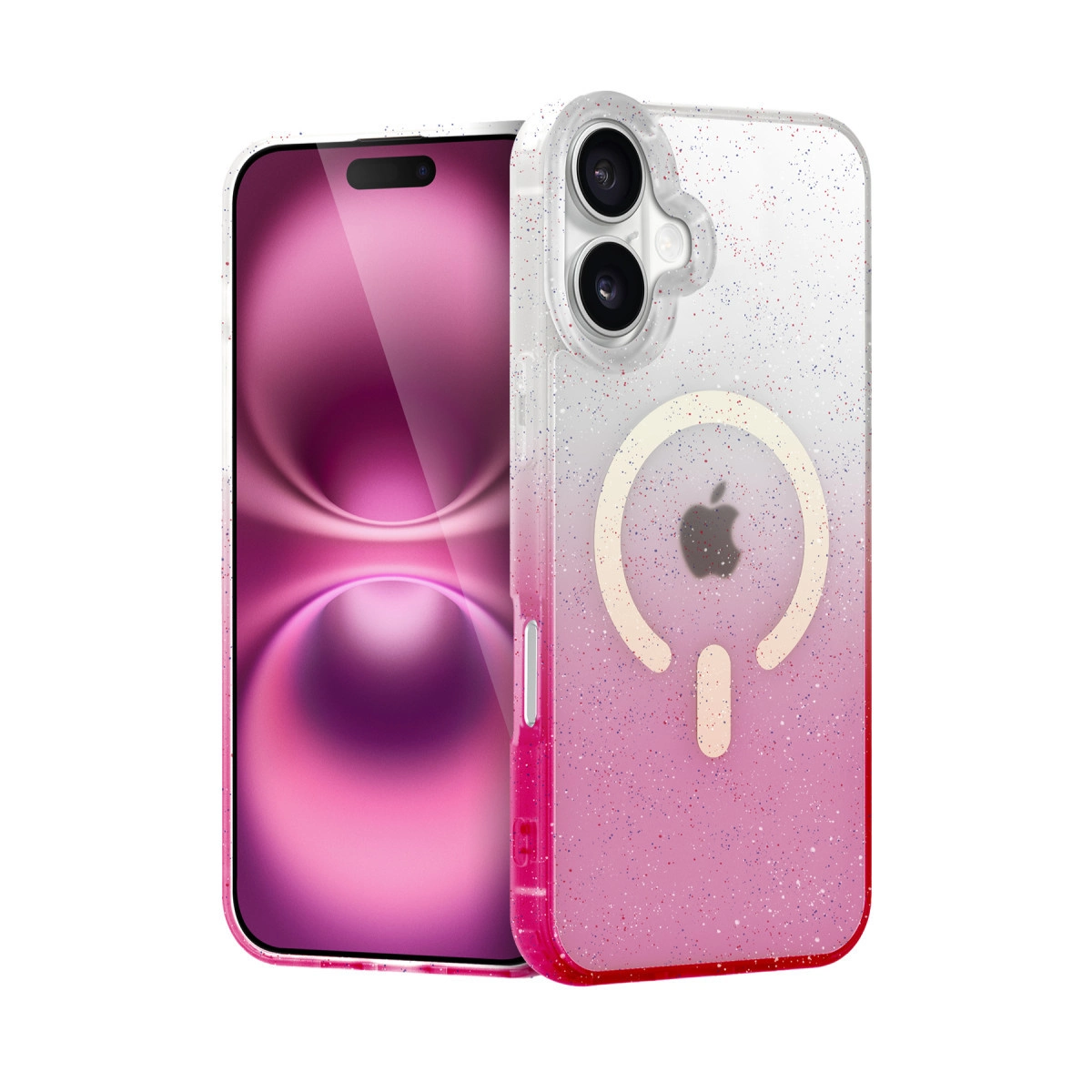 NEWFACE iPhone 16 Uyumlu Pummel Shiny Magsafe Kapak Telefon Kılıfı Pembe