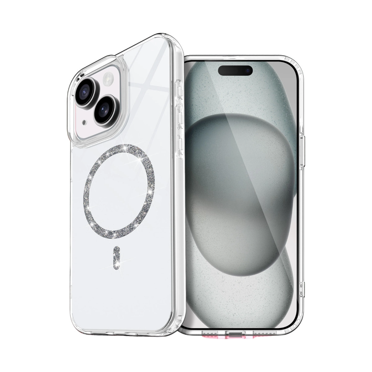 NEWFACE iPhone 14 Uyumlu Live Diamond Magsafe Kapak Telefon Kılıfı Şeffaf