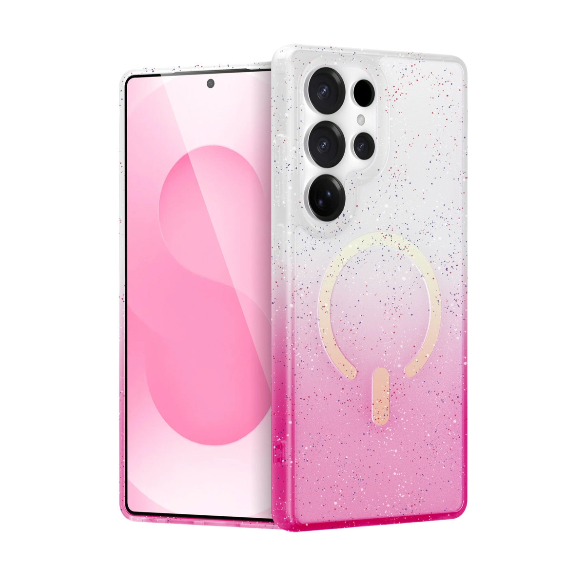 NEWFACE Samsung Galaxy S25 Ultra Uyumlu Pummel Shiny Magsafe Kapak Telefon Kılıfı Pembe