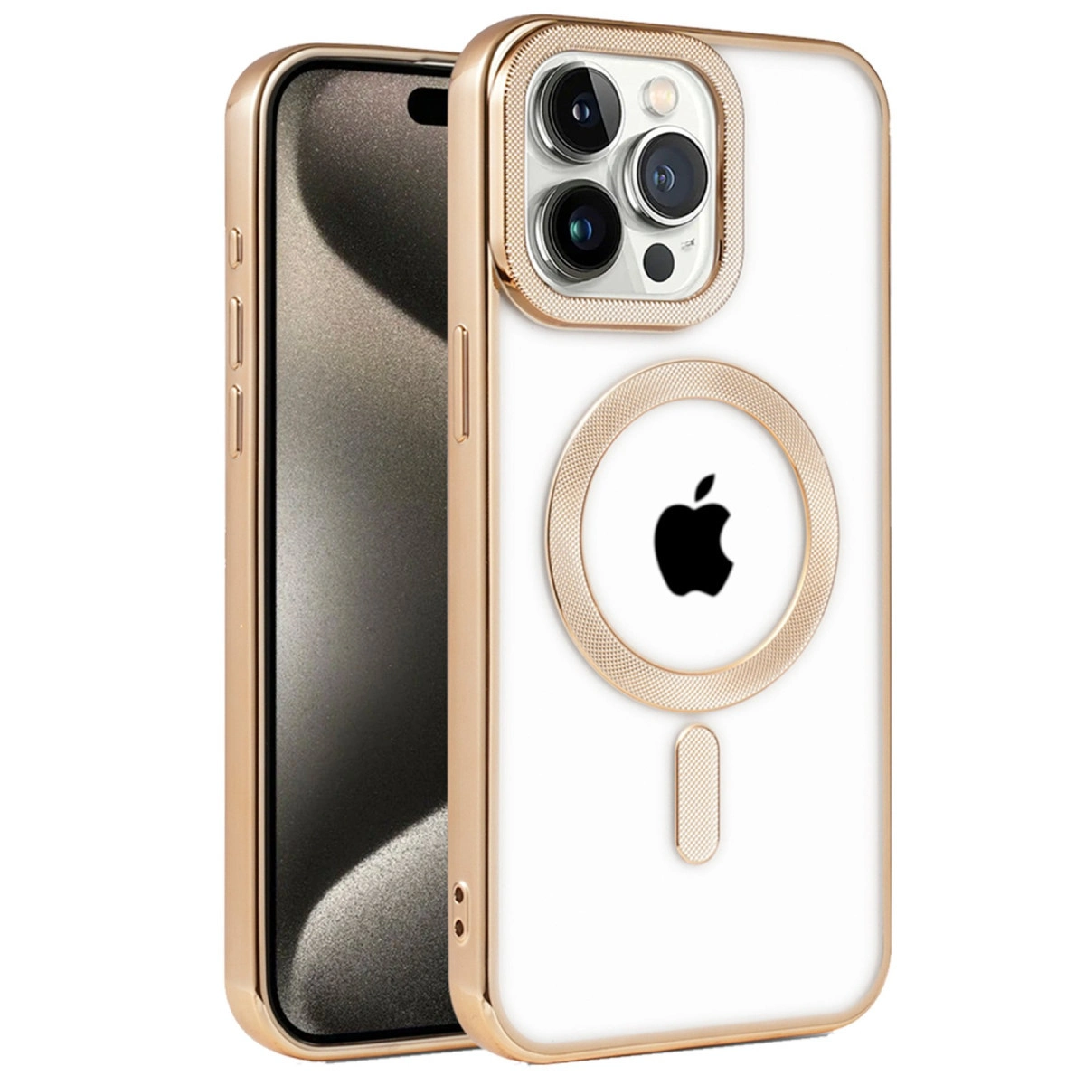 NEWFACE iPhone 14 Pro Uyumlu Kronos Magsafe Kapak Telefon Kılıfı Altın