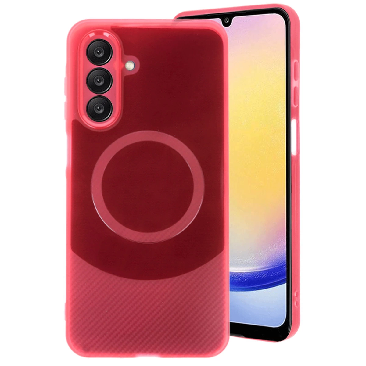 NEWFACE Samsung A26 Uyumlu Maya Karbon Kapak Telefon Kılıfı Bordo