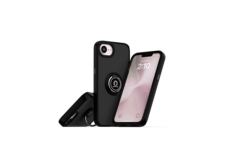 NEWFACE iPhone 16e Uyumlu Montreal Yüzüklü Silikon Kapak Telefon Kılıfı Siyah