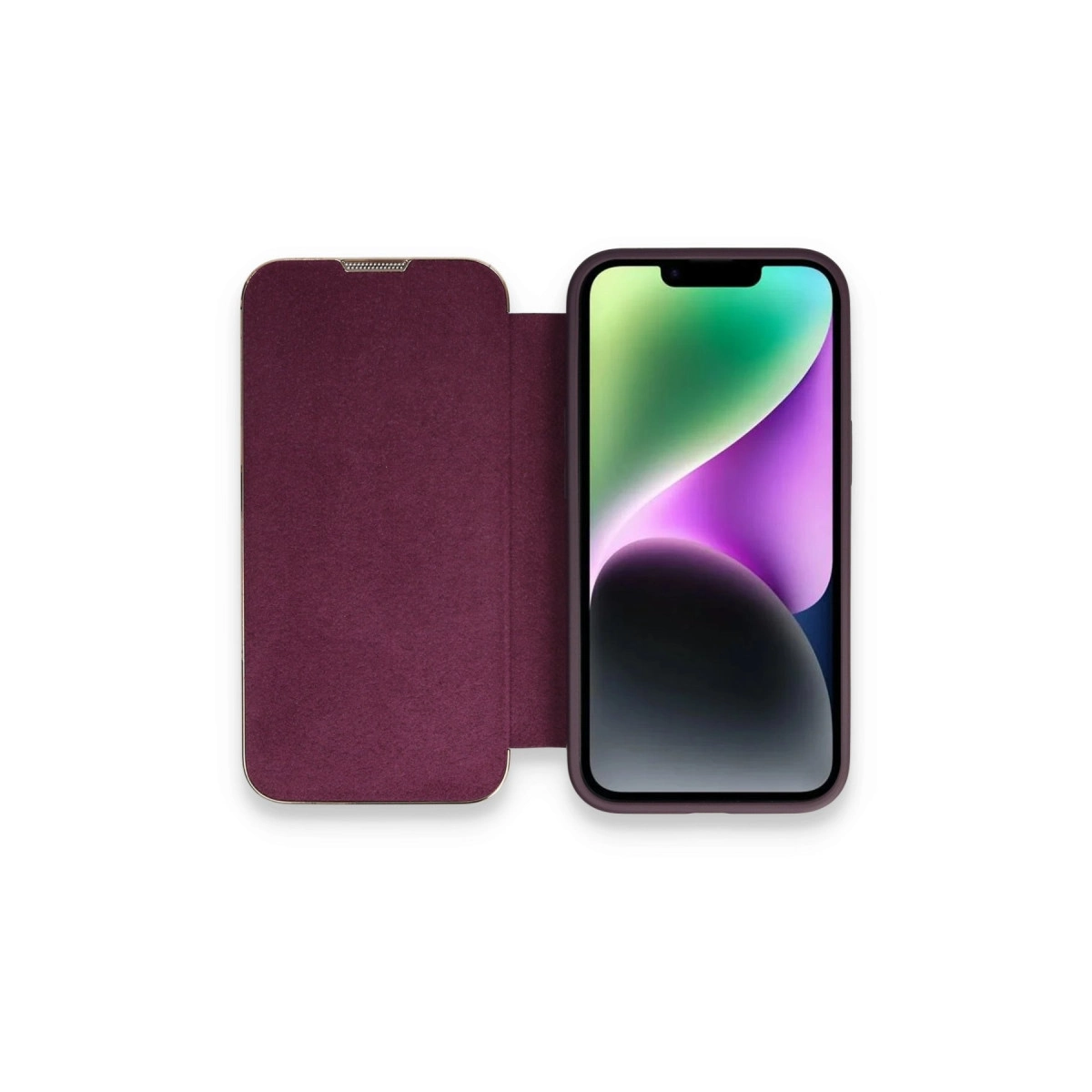 NEWFACE iPhone 13 Pro Uyumlu Dolpin Kapaklı Telefon Kılıfı Derin Mor