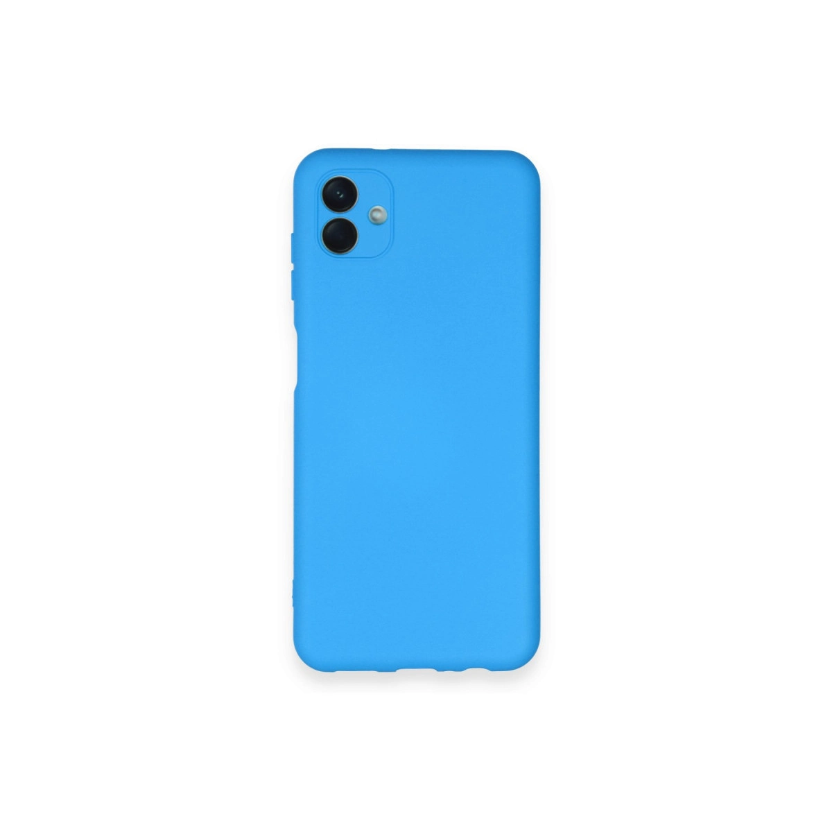 Arkada iki kamerası olan mavi bir telefon kılıfı.