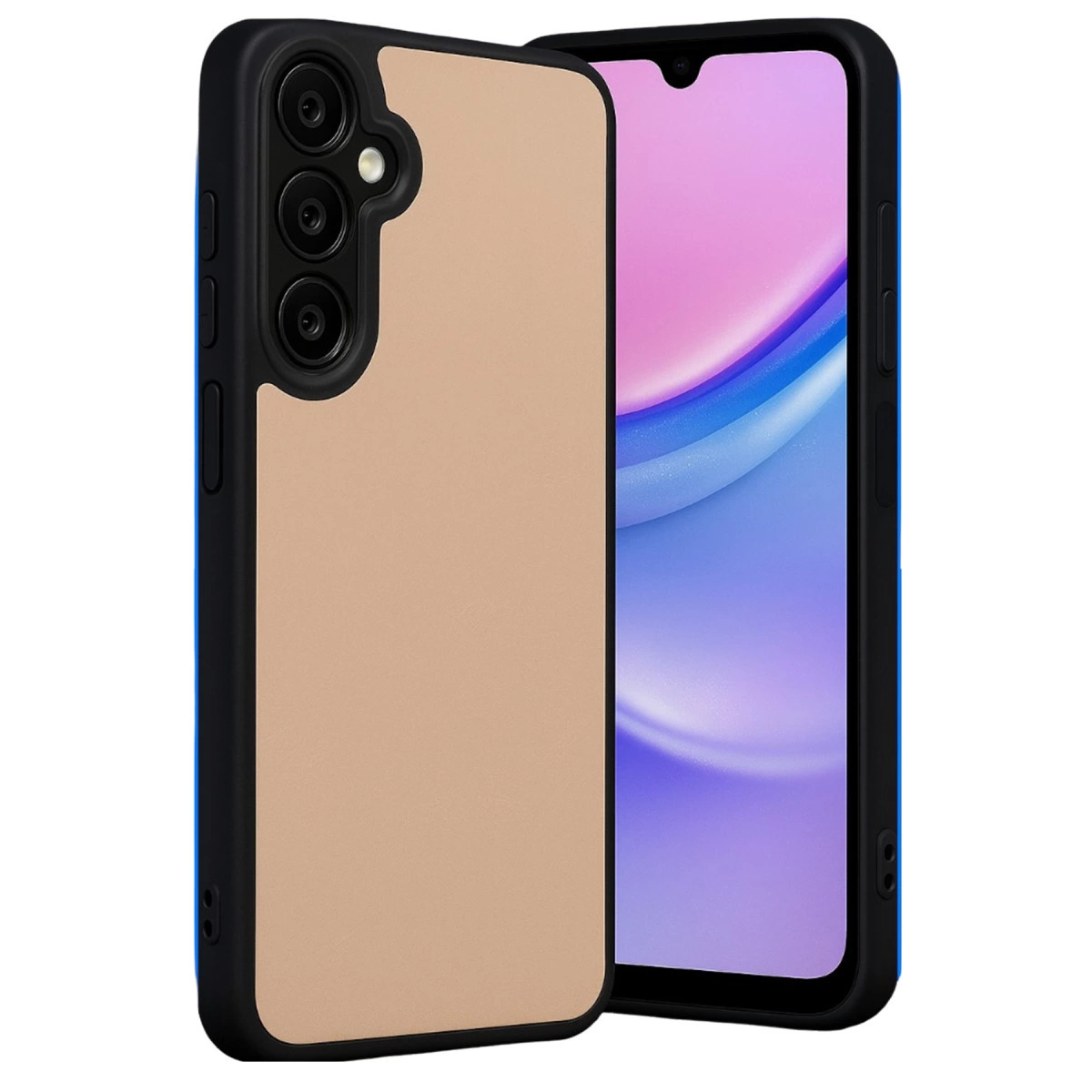 NEWFACE Samsung Galaxy M15 Uyumlu Aras Deri Kapak Telefon Kılıfı Krem