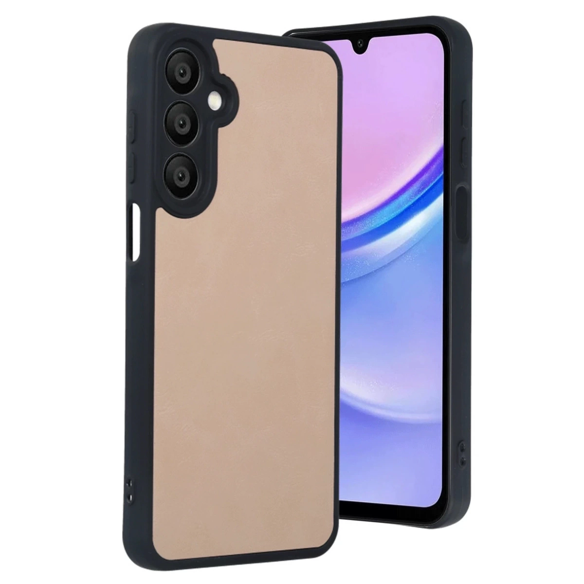 NEWFACE Samsung Galaxy A15 4G Uyumlu Aras Deri Kapak Telefon Kılıfı Pudra