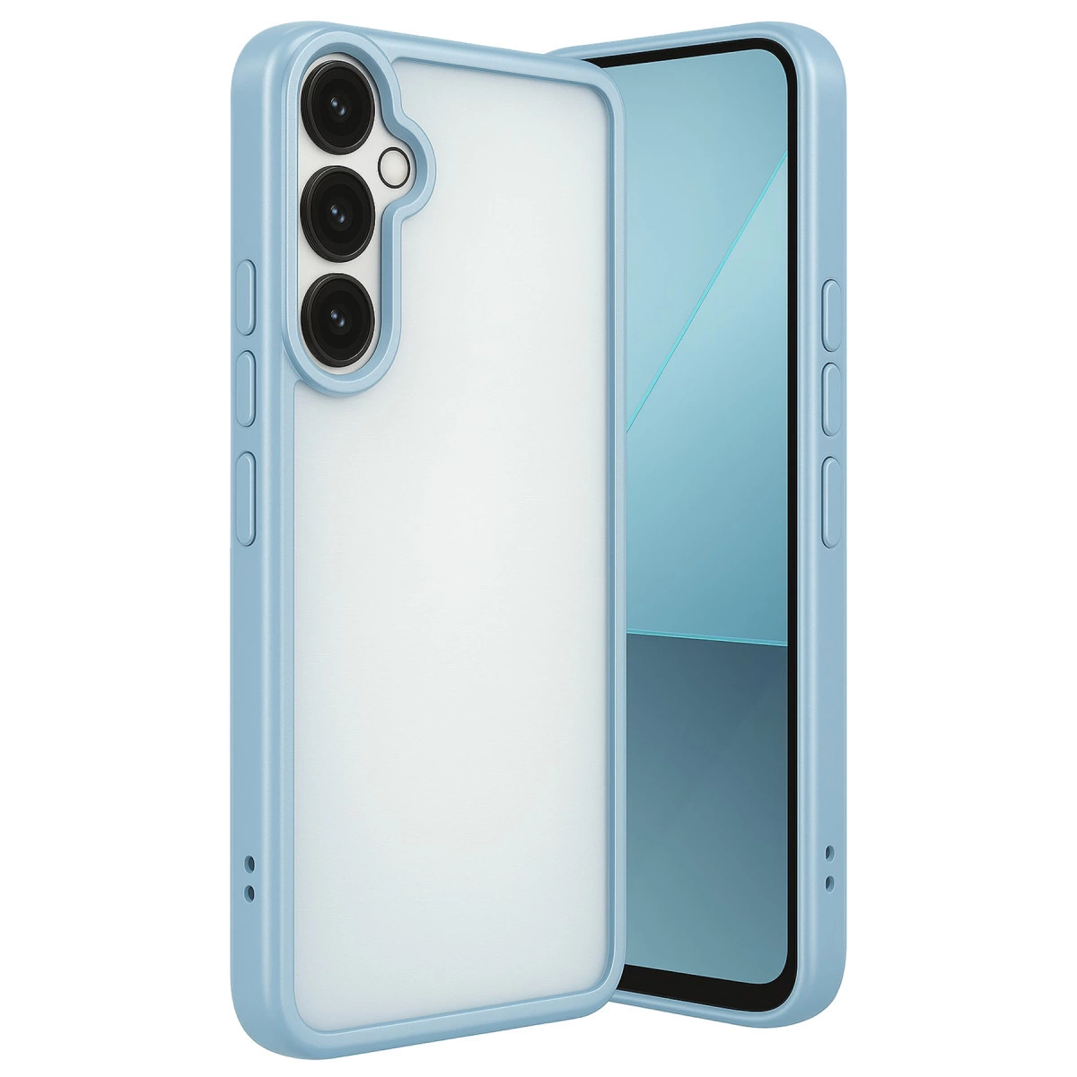 NEWFACE Samsung Galaxy A24 4G Uyumlu Prime Kılıf Kamera Korumalı Lensli Silikon Telefon Kılıfı Mavi