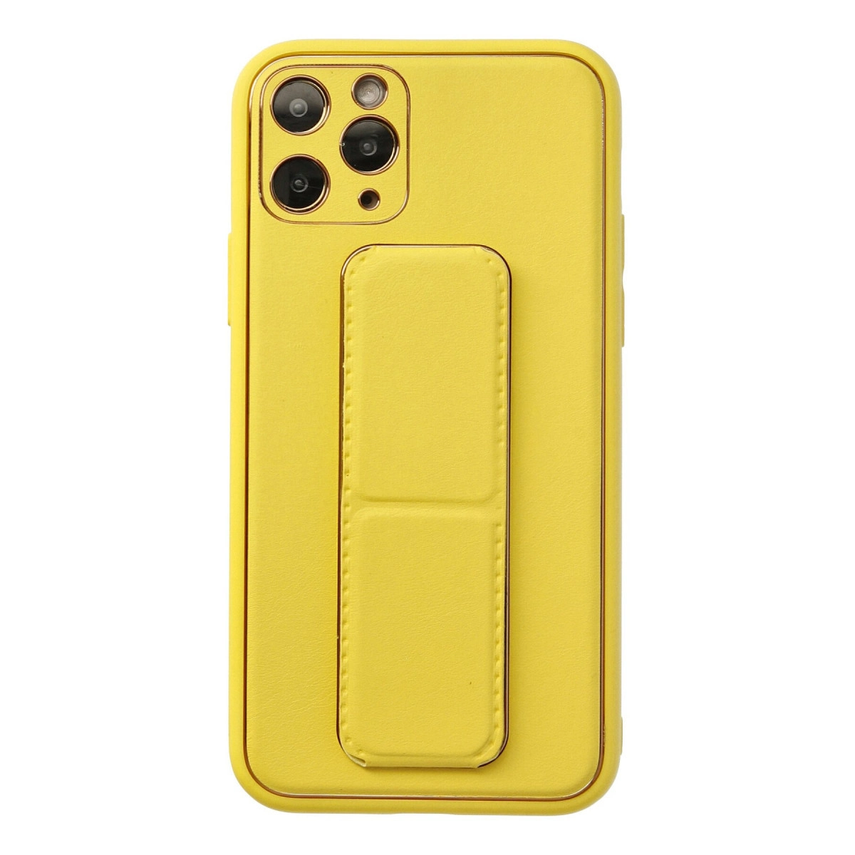 NEWFACE iPhone 11 Pro Uyumlu Coco Deri Standlı Kapak Telefon Kılıfı Sarı