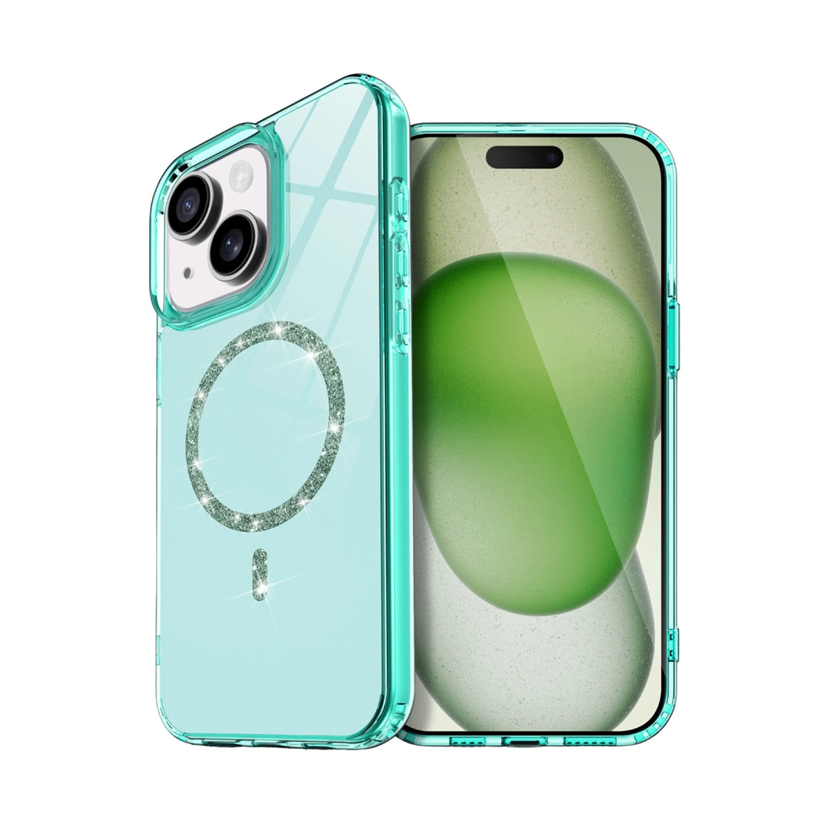 NEWFACE iPhone 14 Uyumlu Live Diamond Magsafe Kapak Telefon Kılıfı Yeşil