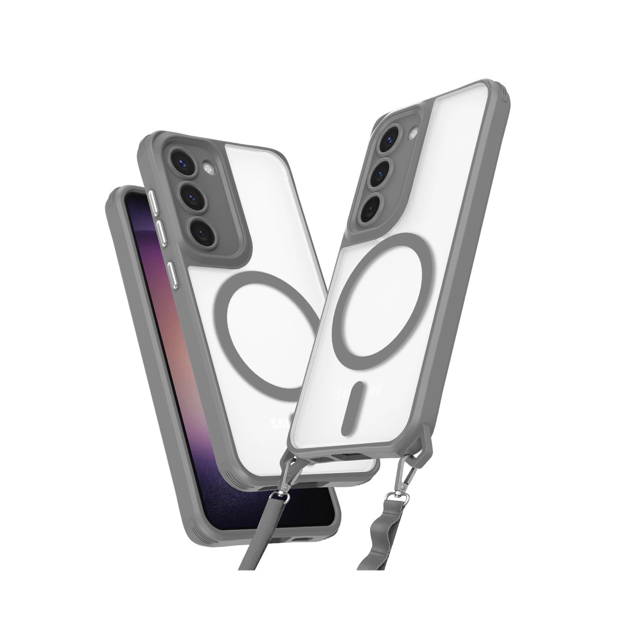 NEWFACE Samsung Galaxy S23 Uyumlu Enka Magsafe Silikon Telefon Kılıfı Titan Gri