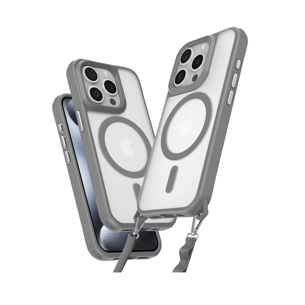 NEWFACE iPhone 14 Pro Max Uyumlu Enka Magsafe Silikon Telefon Kılıfı Titan Gri