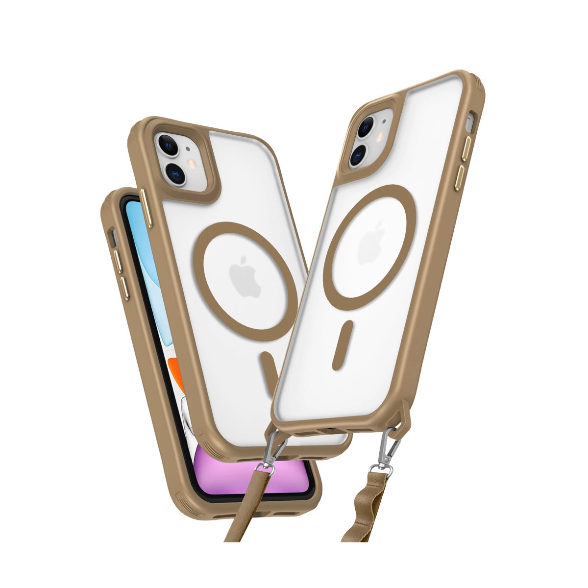 NEWFACE iPhone 12 Uyumlu Enka Magsafe Silikon Telefon Kılıfı Çöl Titanyum