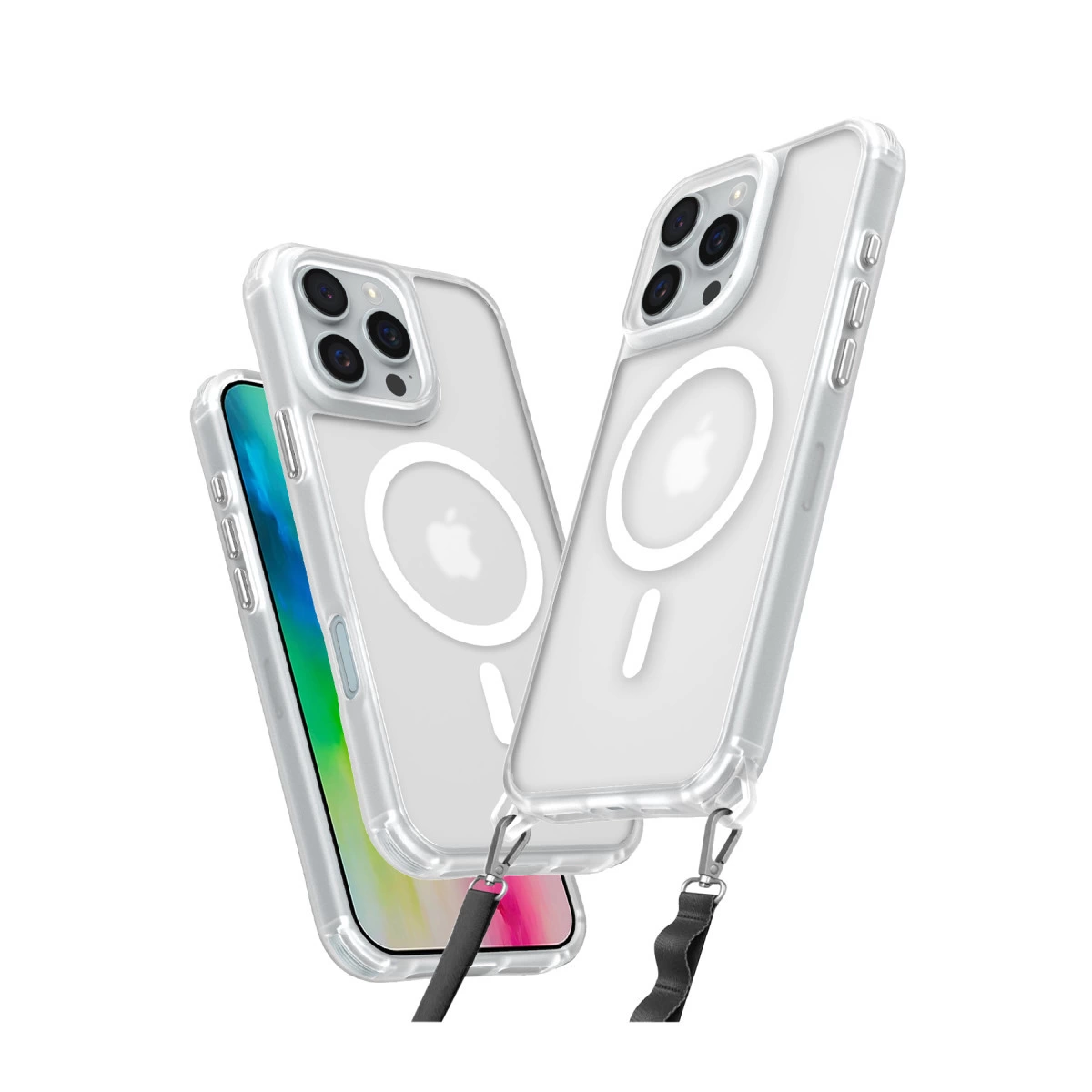NEWFACE iPhone 16 Pro Max Uyumlu Enka Magsafe Silikon Telefon Kılıfı Şeffaf
