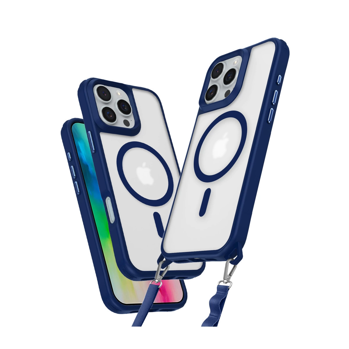 NEWFACE iPhone 16 Pro Uyumlu Enka Magsafe Silikon Telefon Kılıfı Lacivert