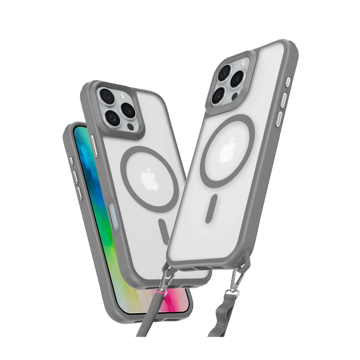 NEWFACE iPhone 16 Pro Max Uyumlu Enka Magsafe Silikon Telefon Kılıfı Titan Gri