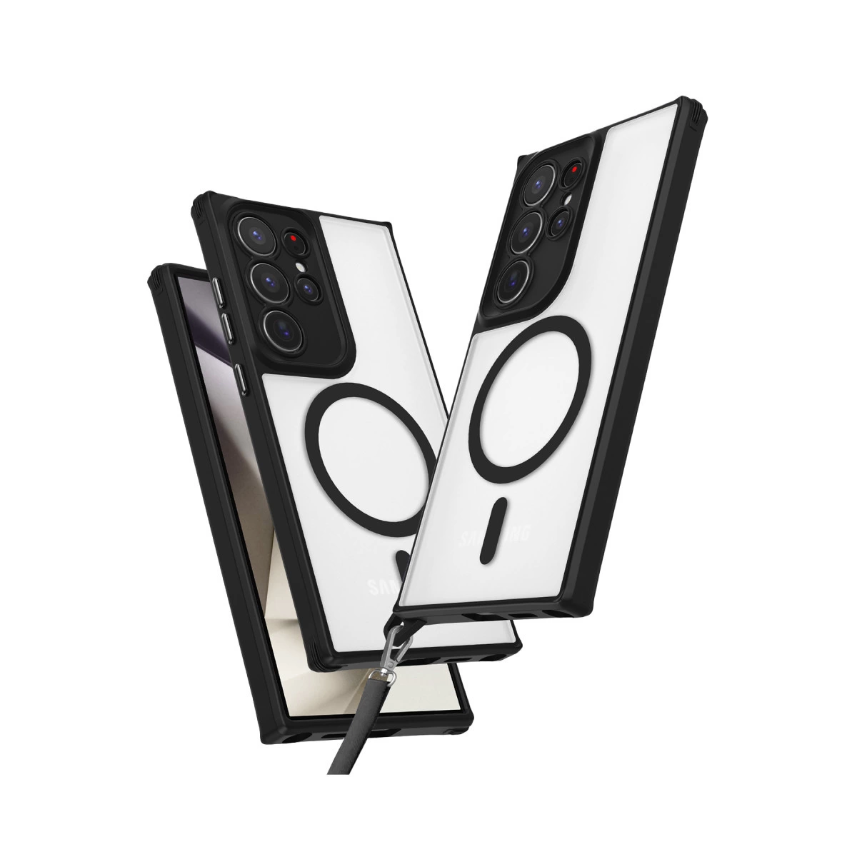 NEWFACE Samsung Galaxy S25 Ultra Uyumlu Enka Magsafe Silikon Telefon Kılıfı Siyah