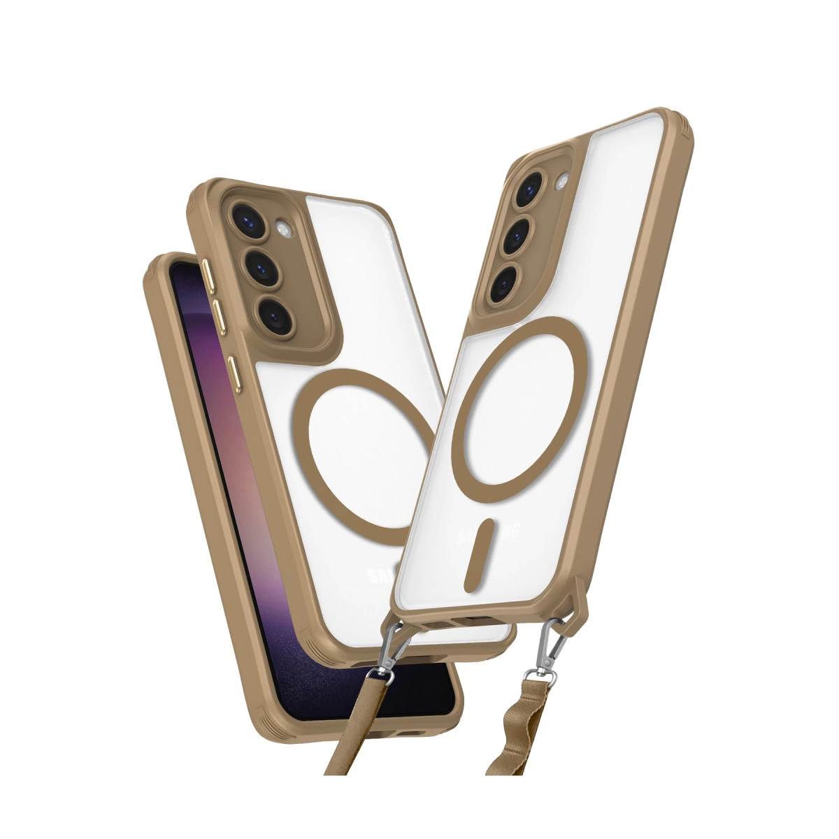 NEWFACE Samsung Galaxy S23 Plus Uyumlu Enka Magsafe Silikon Telefon Kılıfı Çöl Titanyum