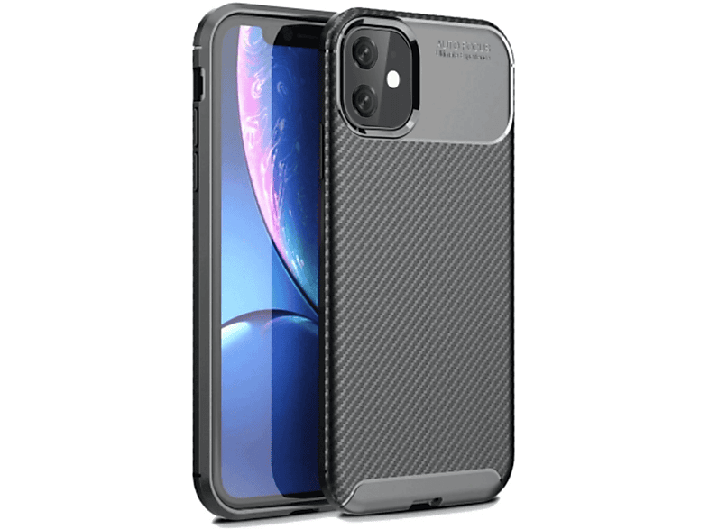 NEWFACE iPhone 11 Uyumlu Auto Focus Karbon Kapak Telefon Kılıfı Siyah