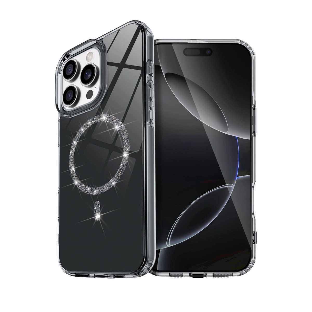 NEWFACE iPhone 16 Pro Uyumlu Live Diamond Magsafe Kapak Telefon Kılıfı Siyah