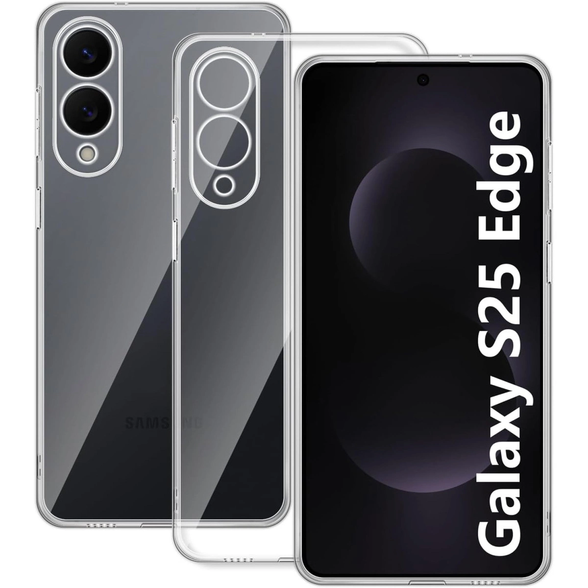 NEWFACE Samsung Galaxy S25 Edge Uyumlu Lüx Şeffaf Silikon Telefon Kılıfı Şeffaf