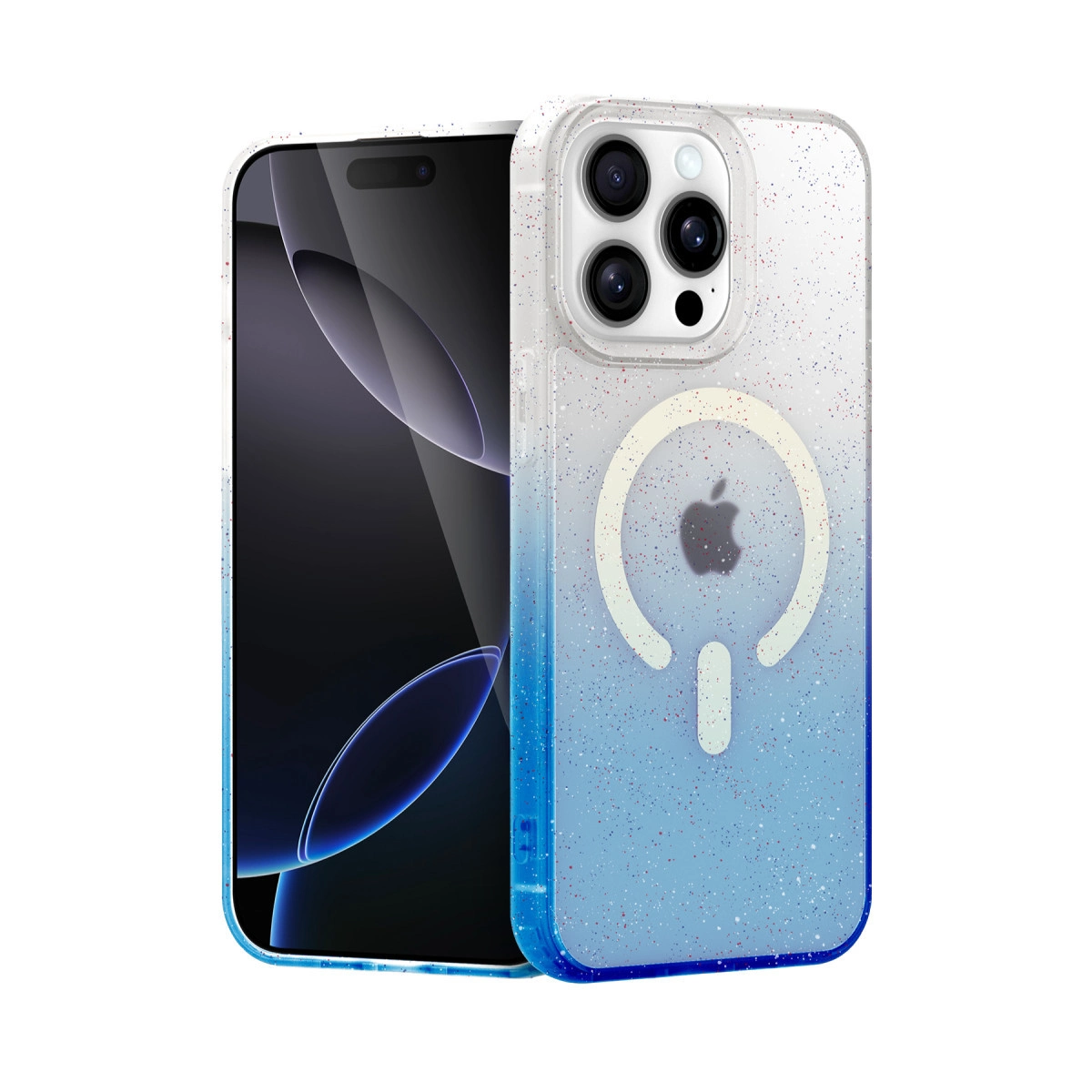 NEWFACE iPhone 15 Pro Max Uyumlu Pummel Shiny Magsafe Kapak Telefon Kılıfı Mavi