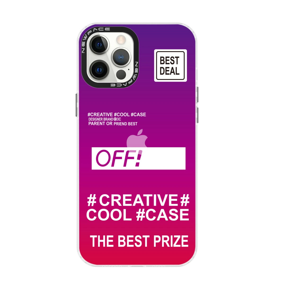 Mor/pembe geçişli telefon kılıfı, üzerinde 'BEST DEAL' ve 'OFF!' yazısı.
