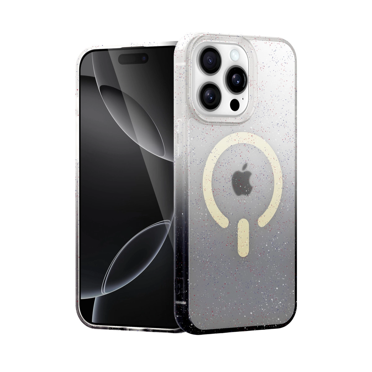 NEWFACE iPhone 15 Pro Max Uyumlu Pummel Shiny Magsafe Kapak Telefon Kılıfı Siyah
