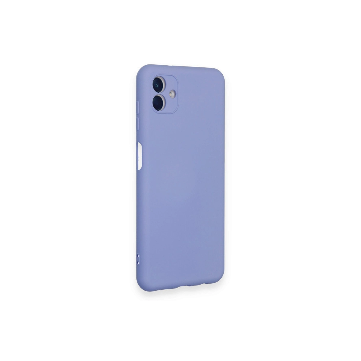 Arkada iki kamera lensi olan lavanta rengi telefon kılıfı.