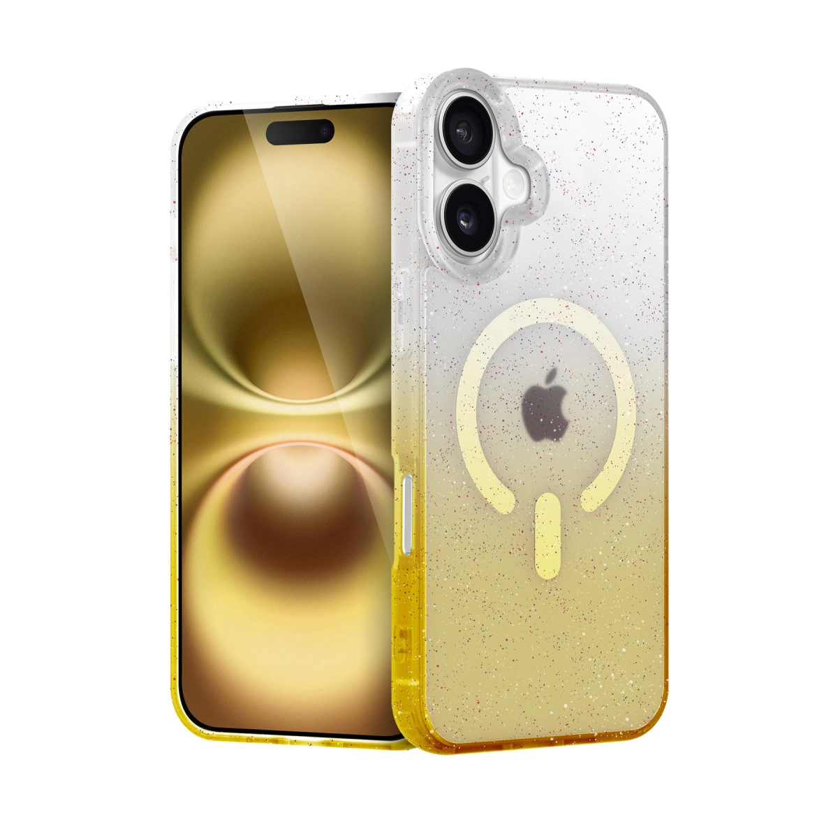 NEWFACE iPhone 16 Uyumlu Pummel Shiny Magsafe Kapak Telefon Kılıfı Gold