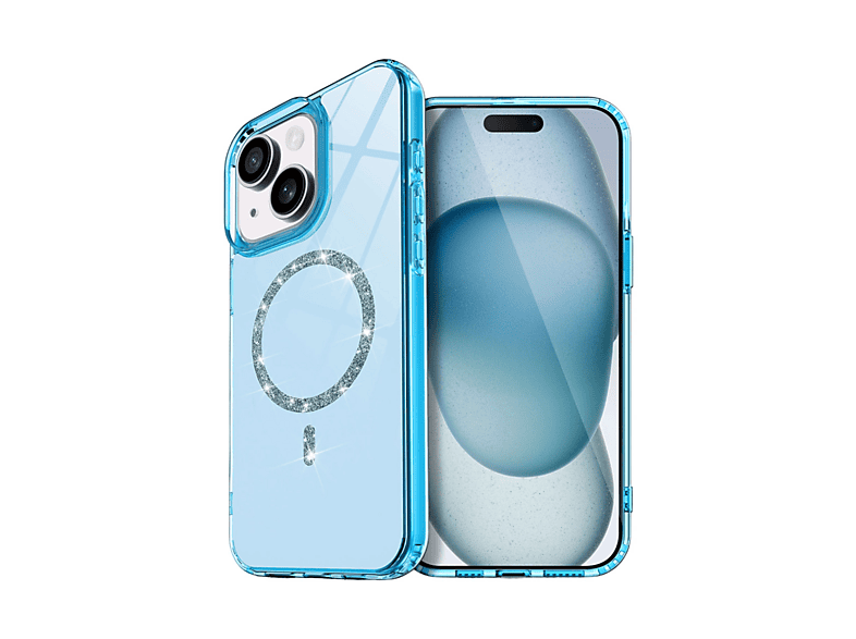 NEWFACE iPhone 15 Plus Uyumlu Live Diamond Magsafe Kapak Telefon Kılıfı Mavi