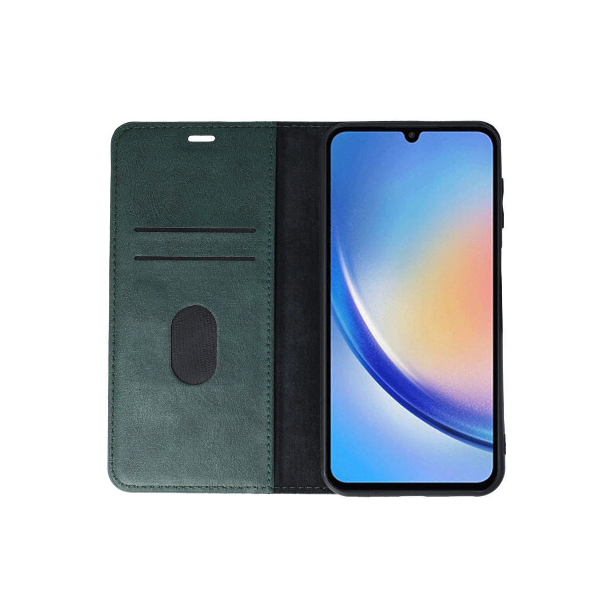 Akıllı telefonlu koyu yeşil açık telefon kılıfı