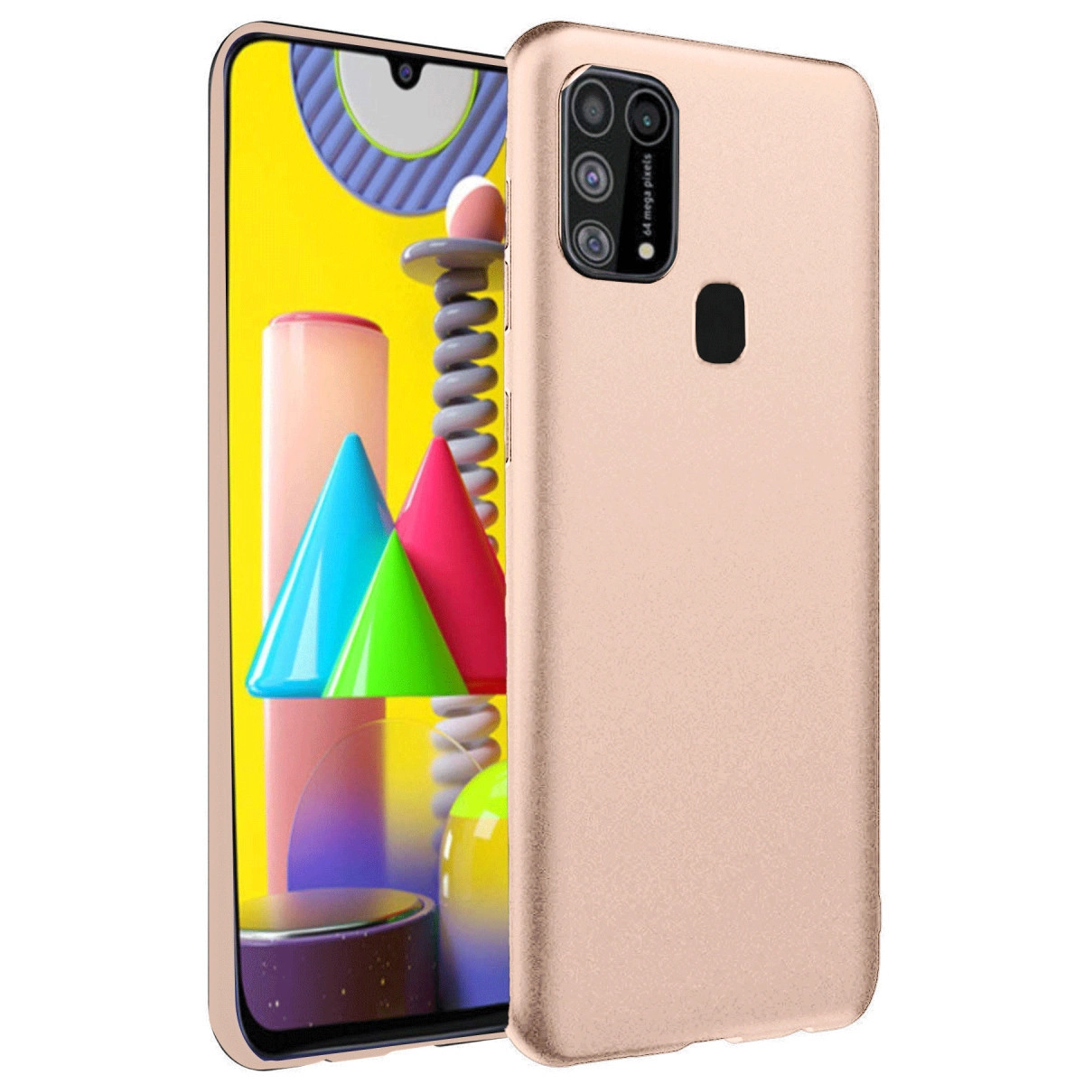 NEWFACE Samsung Galaxy M31 Uyumlu Nano İçi Kadife Silikon Telefon Kılıfı Pudra