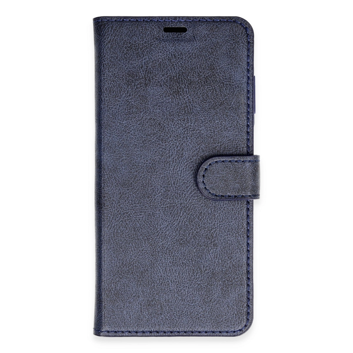 Toka kapamalı, lacivert, dokulu telefon kılıfı.