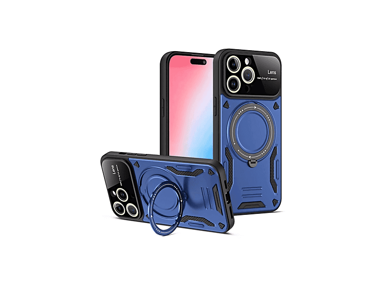 NEWFACE iPhone 15 Pro Max Uyumlu Joy Lens Standlı Kapak Telefon Kılıfı Lacivert