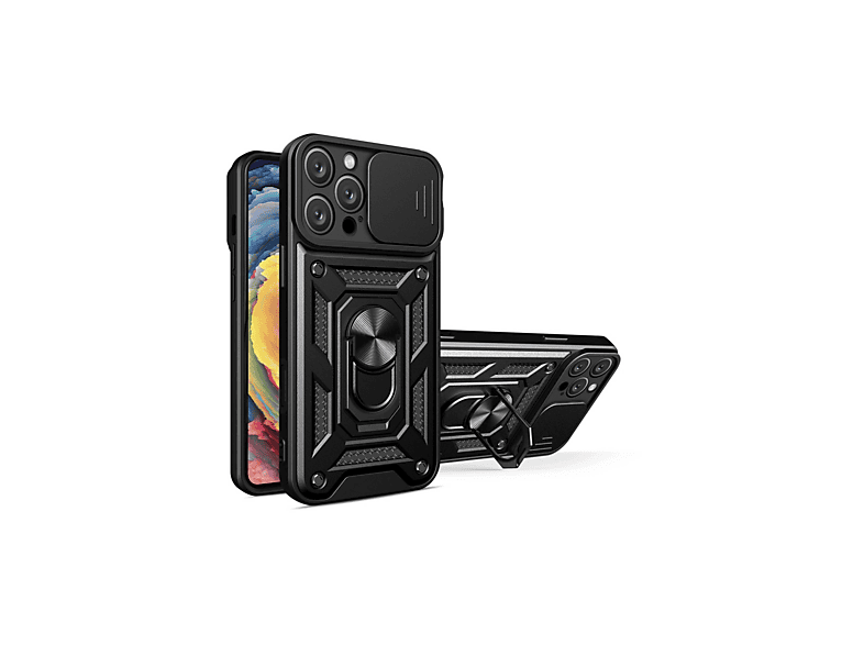NEWFACE iPhone 16 Pro Uyumlu Pars Lens Yüzüklü Silikon Telefon Kılıfı Siyah