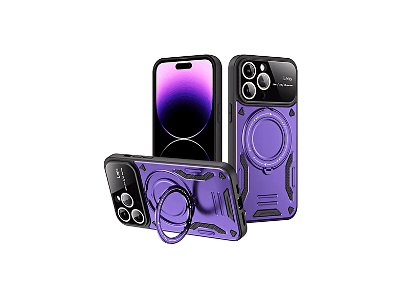 NEWFACE iPhone 16 Pro Uyumlu Joy Lens Standlı Telefon Kılıfı Mor