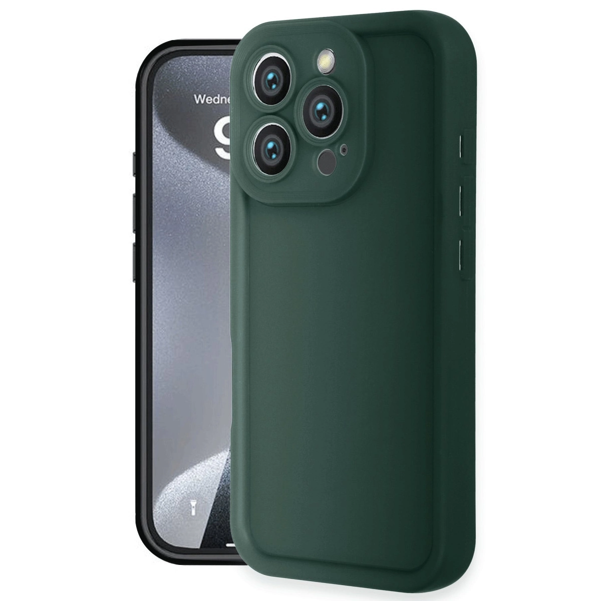 NEWFACE iPhone 16 Pro Max Uyumlu Viera Silikon Telefon Kılıfı Koyu Yeşil