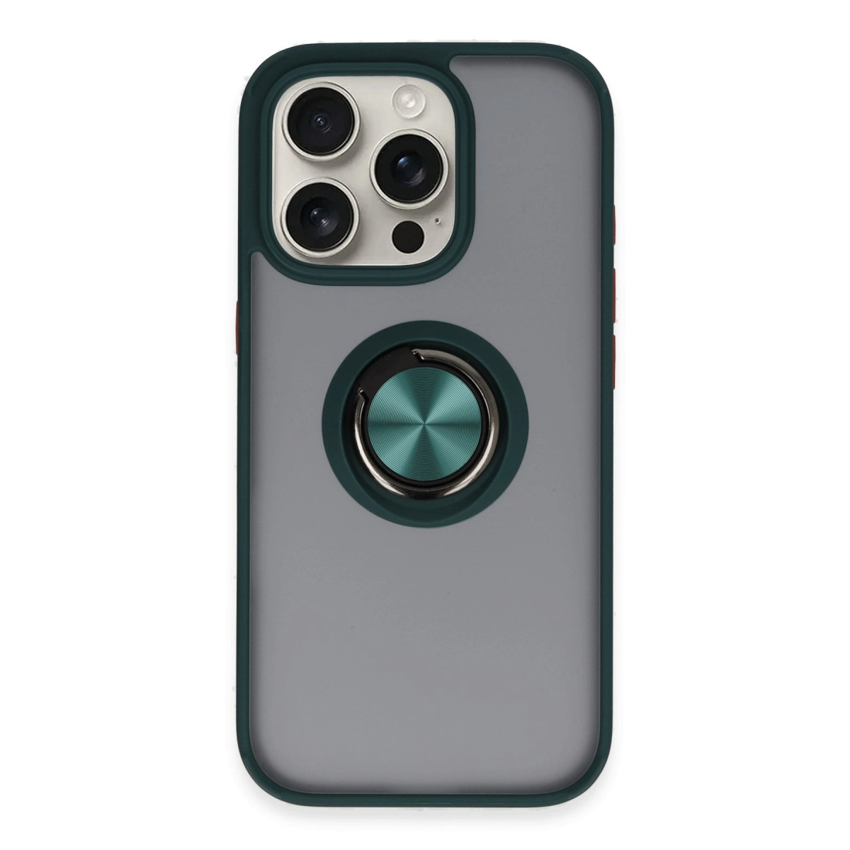 NEWFACE iPhone 16 Pro Max Uyumlu Montreal Yüzüklü Silikon Telefon Kılıfı Yeşil